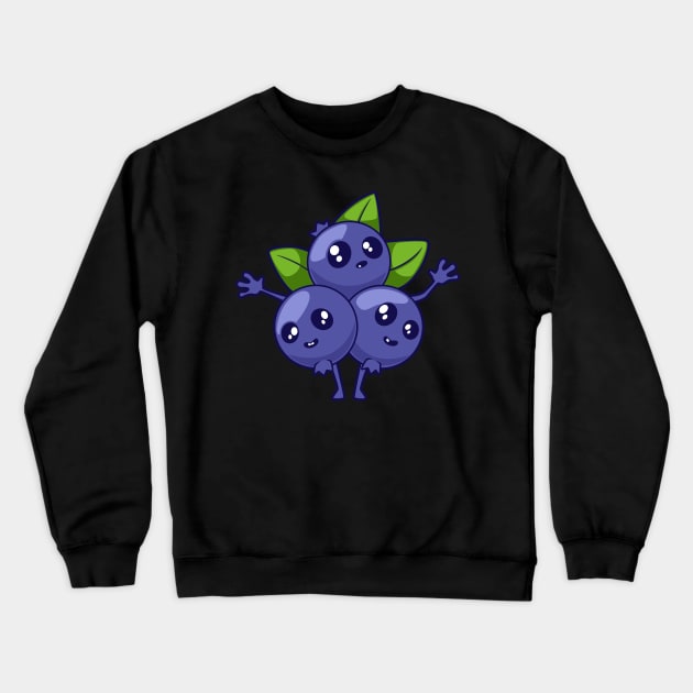 Kawaii cartoon blueberry Crewneck Sweatshirt by Modern Medieval Design